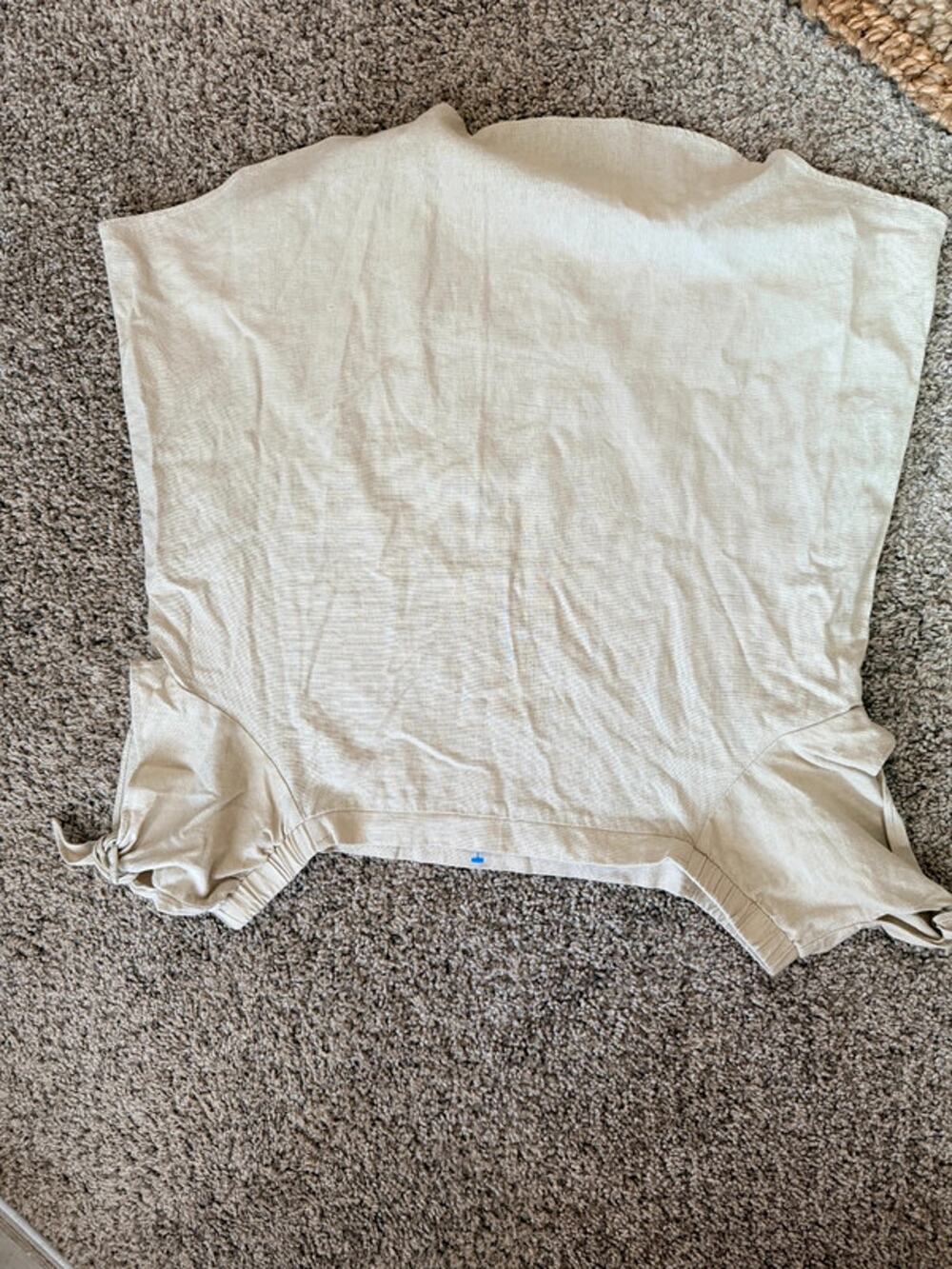 3 for $9 Rosette linen blend square neck shoulder top tie sleeves euc M 2053